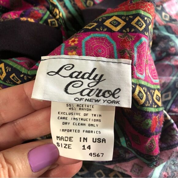 Vintage Lady Carol of NY Pink Floral & Striped Open Jacket Size 14 - Picture 13 of 13